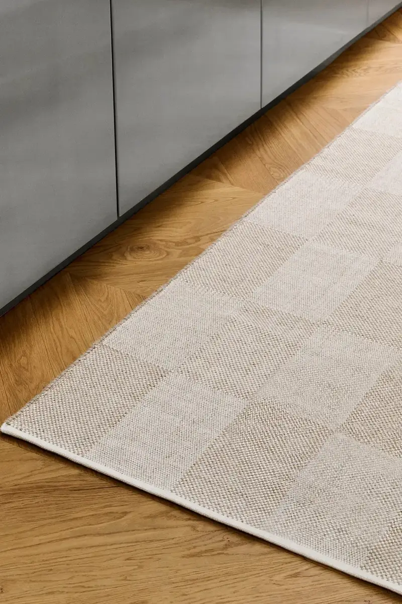 tappeto di lana Check 80 x 200 cm colore beige miniatura 3