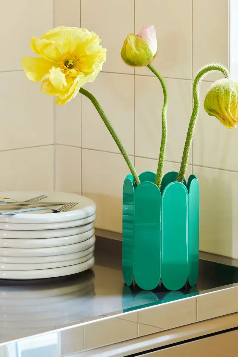 vaso decorativo Arcs 18 x 13 x 13 cm Verde miniatura 3