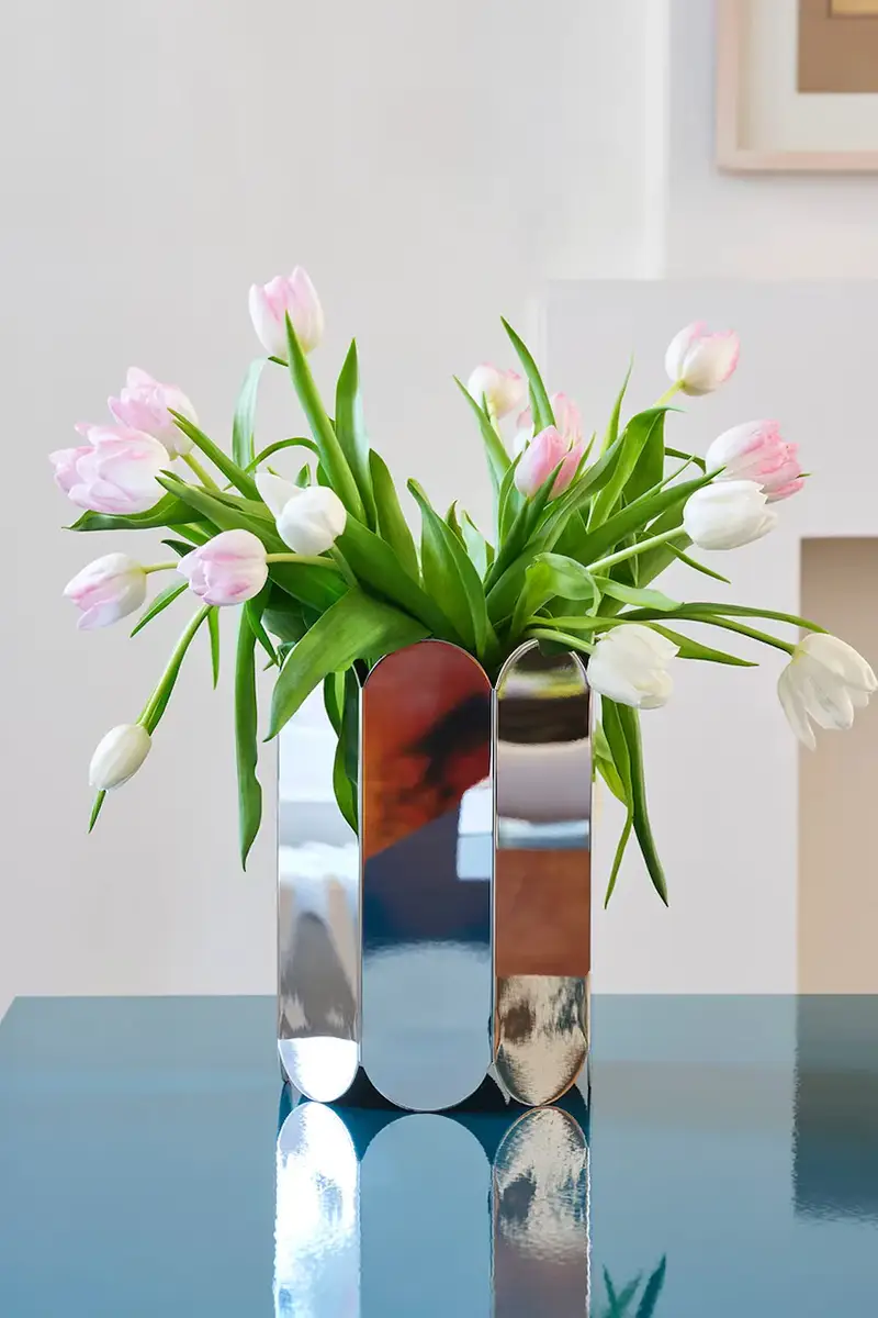 vaso decorativo Arcs 25 x 17 x 17 cm Grigio miniatura 2