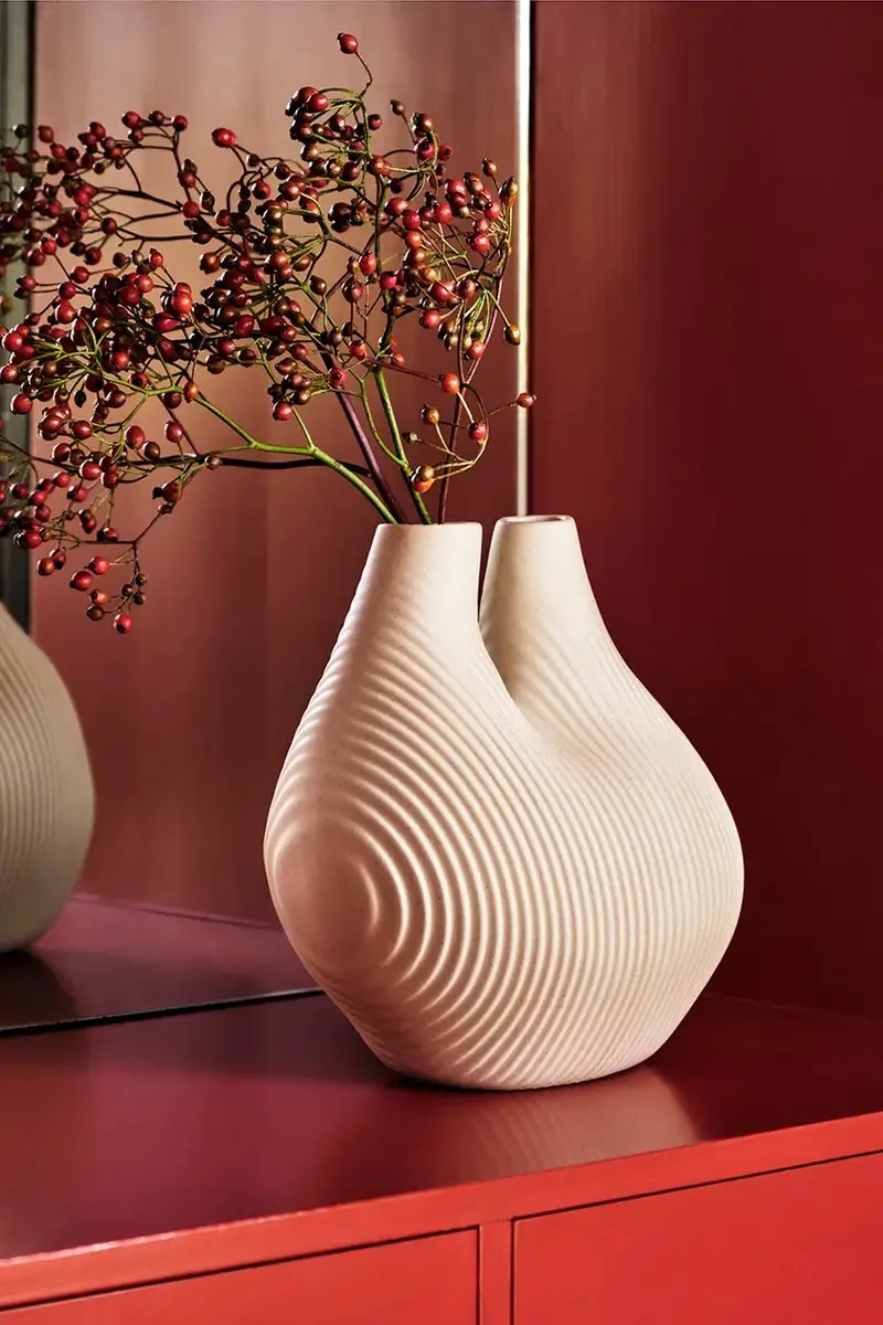 vaso decorativo Chamber 22 x 14 x 20 cm Beige miniatura 3