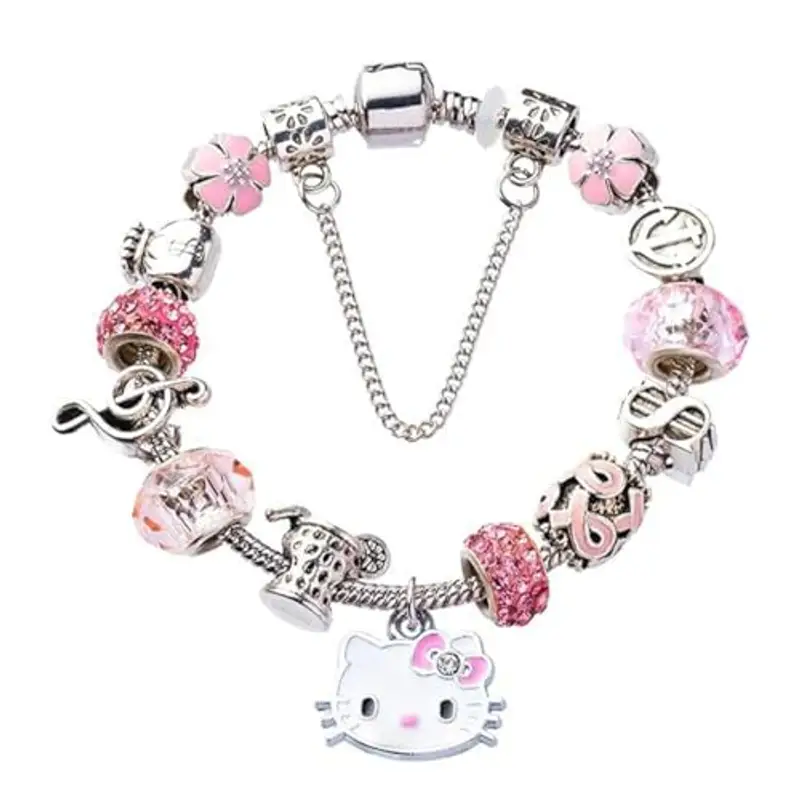 HAZMA 1 Pezzo Bracciale Bambina, Bracciale Bambino, Gattino Bracciale Con Ciondoli Regolabili, Braccialetto Con Ciondolo A Forma Di Kitty, Bracciale In Lega Per Bambini(A)