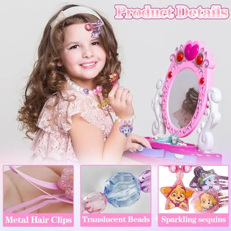 HBSFBH Set di Gioielli Paw Dog per Ragazze, 6 Pezzi Collana Bracciale e Forcine Set, Gioielli Dog Patrol Ragazzine, Dog Bambini Gioielli, per Bomboniere per Feste di Compleanno di Bambine miniatura 3