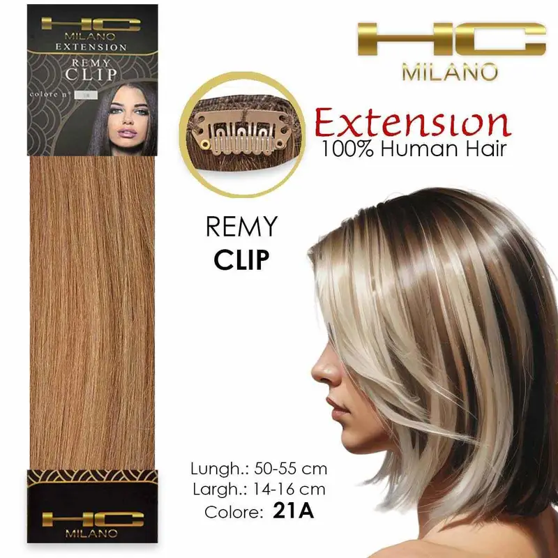 capelli naturali 3 clip 1 striscia remy largh.14-16cm lungh.55cm col.24a