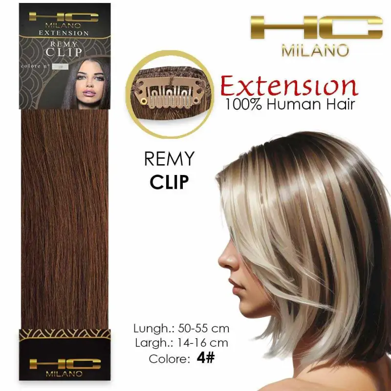 capelli naturali 3 clip 1 striscia remy largh.14-16cm lungh.55cm col.4