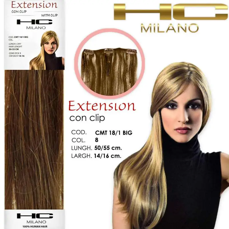 extension 3 clip remy largh.14-16cm lungh.50/55 cm col.8 beige chiaro 8.013