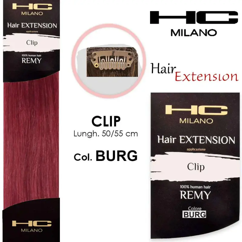 extension 3 clip remy largh.14-16cm lungh.50cm col.burgundy