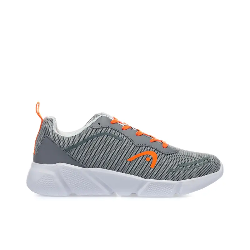 Sneakers uomo grigie da running in tessuto con logo colorato