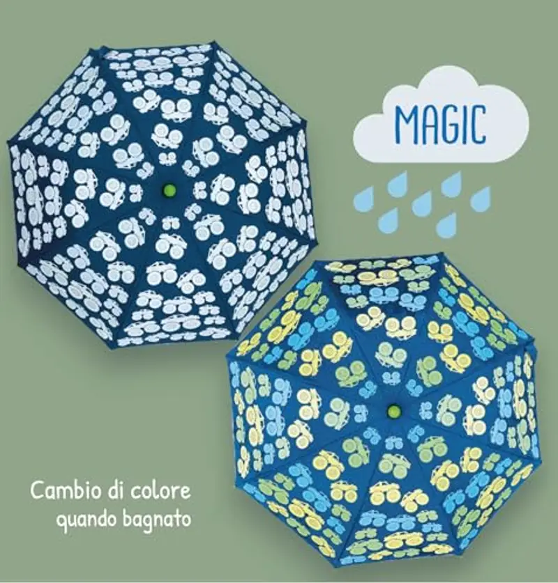 HECKBO Ombrello per bambini Monster Truck Magic per bambini e bambine - cambia colore quando piove - ombrello tascabile - sta in ogni zaino - a prova di tempesta - regali per l'iscrizione a scuola miniatura 3