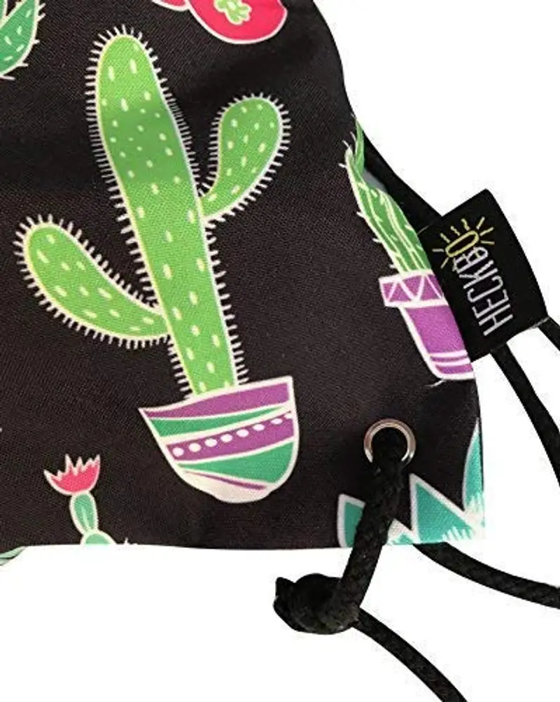 HECKBO Sacca da palestra per donne e ragazze, in cotone (nero) - stampata su entrambi i lati con motivo cactus per miniatura 3