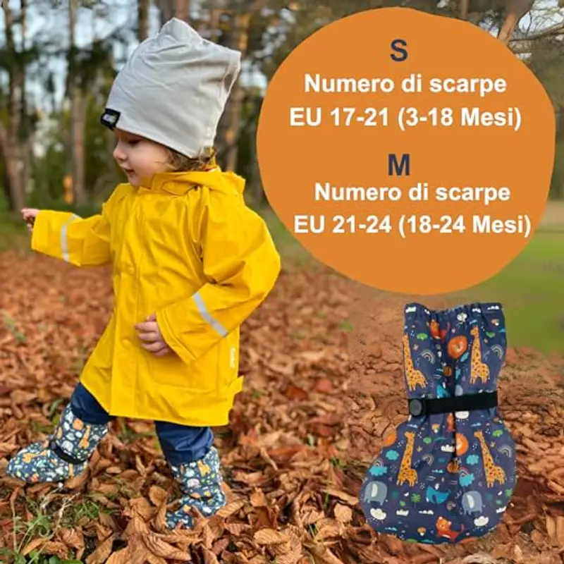 HECKBO Stivaletti da pioggia e copriscarpe per bebè 3-18 mesi - Giungla - fodera in pile impermeabile - copriscarpe per miniatura 2