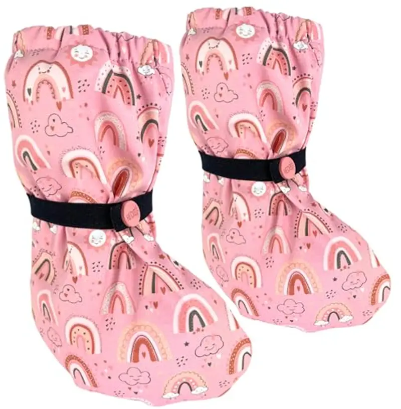 HECKBO Stivaletti da pioggia per bebè senza fodera in pile - Arcobaleno - 3-18 mesi - copriscarpe per neonati che