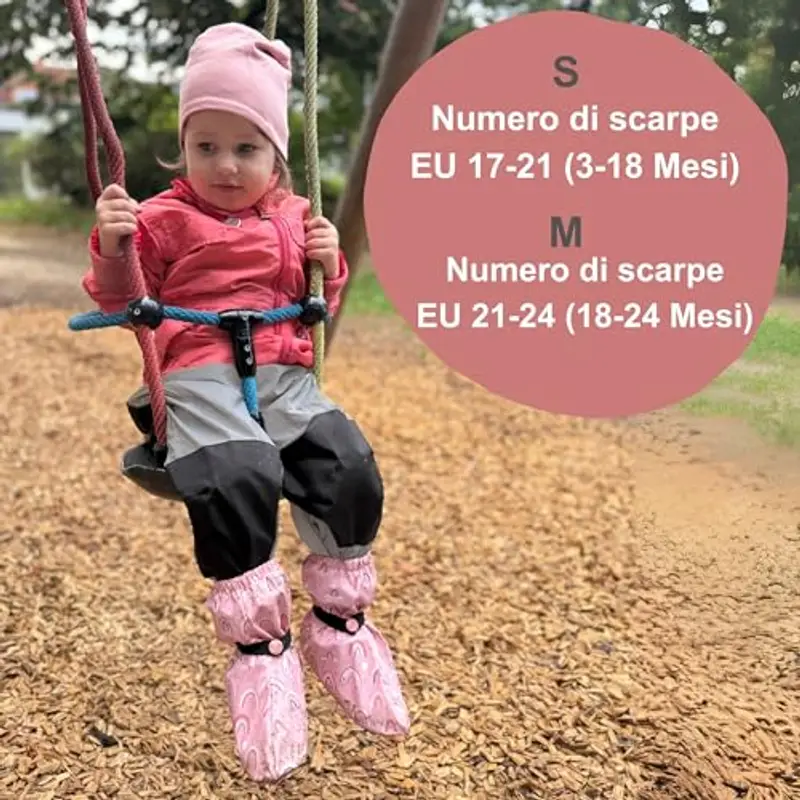 HECKBO Stivaletti da pioggia per bebè senza fodera in pile - Arcobaleno - 3-18 mesi - copriscarpe per neonati che miniatura 2