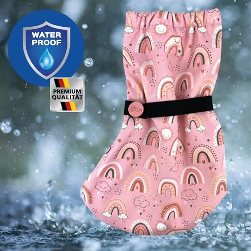 HECKBO Stivaletti da pioggia per bebè senza fodera in pile - Arcobaleno - 3-18 mesi - copriscarpe per neonati che miniatura 3