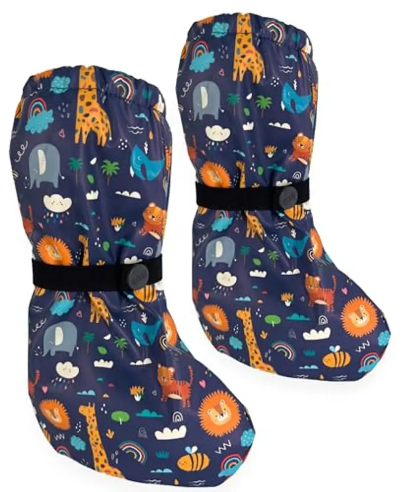 HECKBO Stivaletti da pioggia per bebè senza fodera in pile - Giungla - 3-18 mesi - copriscarpe per neonati che gattonano