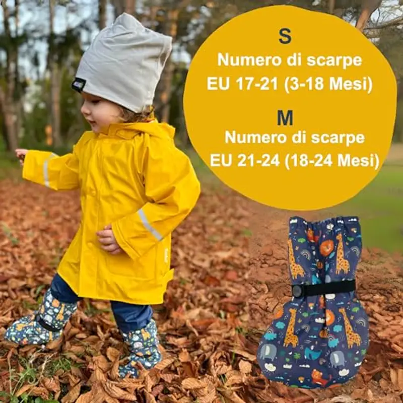 HECKBO Stivaletti da pioggia per bebè senza fodera in pile - Giungla - 3-18 mesi - copriscarpe per neonati che gattonano miniatura 2