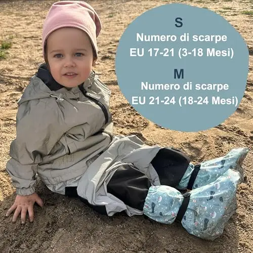 HECKBO Stivaletti da pioggia per bebè senza fodera in pile - Mare - 3-18 mesi - copriscarpe per neonati che gattonano miniatura 2