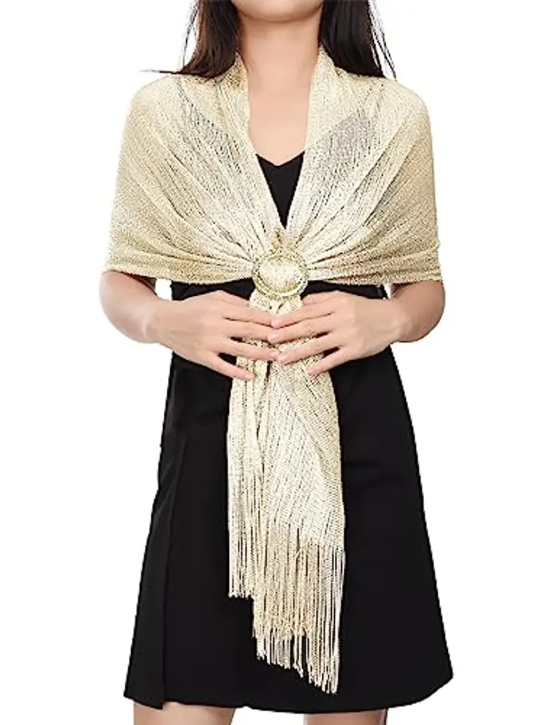 heekpek Scialle Donna Elegante Cerimonia con Frange Leggero Lungo Elegante Sciarpa per Festa Matrimoni Cerimonia Sposa Adatto a Tutte le Stagioni, Bianco