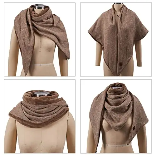 heekpek Sciarpa Donna Invernale Caldo Pile Morbide Grande Sciarpa Triangolare Multifunzione Scialle Elegante miniatura 2