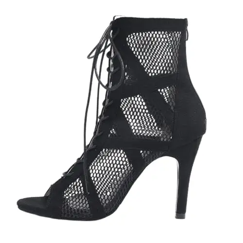 Heels Dance Class Bootie Scarpe da Ballo Donna con Tacco Alto Sexy in Rete Eleganti Decollete Scarpe Tacco Donna Punta