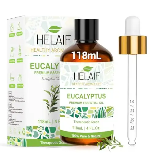 HELAIF Eucalipto Oil Essenziale 118ML-4 FL.Oz Puro e Naturale,Richiede la Diluizione può Essere Utilizzato per