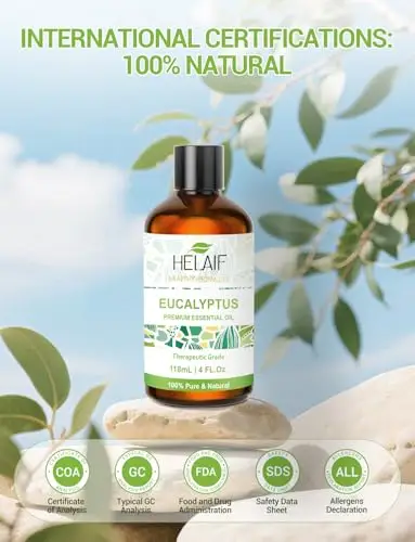 HELAIF Eucalipto Oil Essenziale 118ML-4 FL.Oz Puro e Naturale, Richiede la Diluizione può Essere Utilizzato per miniatura 2