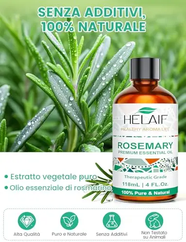HELAIF Rosmarino Oil Essenziale 118ML-4 FL.Oz Puro e Naturale Può Essere Utilizzato per Lenire, Rinfrescare, Curare i miniatura 3