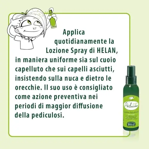 Helan, Occhio Al Pidocchio, Lozione Preventiva, Trattamento Pidocchi E Lendini Forte, Spray No Gas per Prevenzione miniatura 2