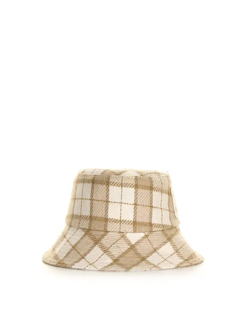 Cappello Clarion A Quadri Stile Pescatore Beige