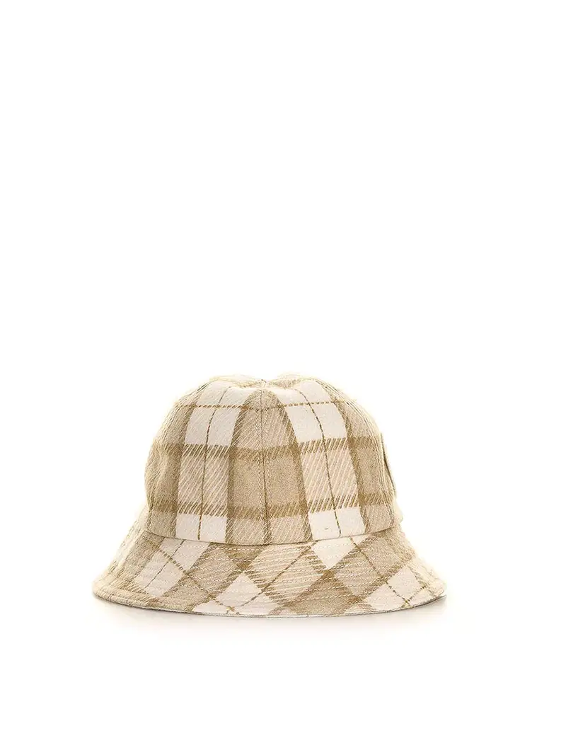 Cappello Franz A Quadri Stile Pescatore Beige