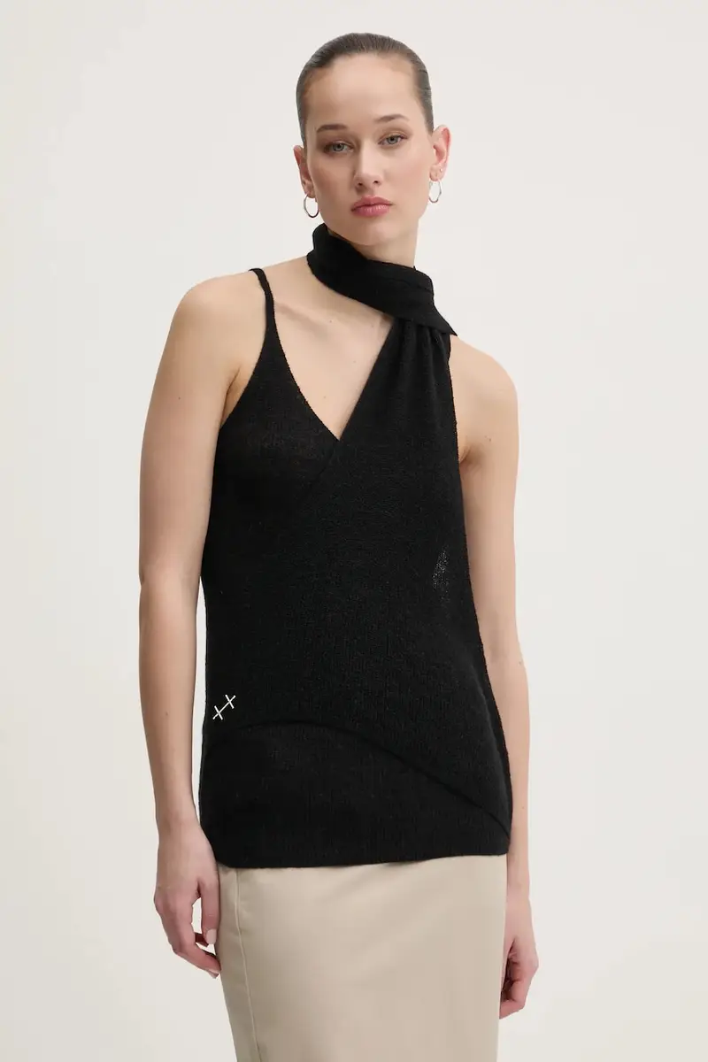 camicetta con aggiunta di lana colore nero PRESS25_W_07_072_BLK01