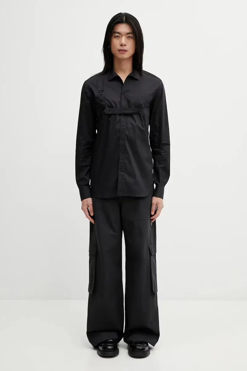 camicia in cotone Nero miniatura 5