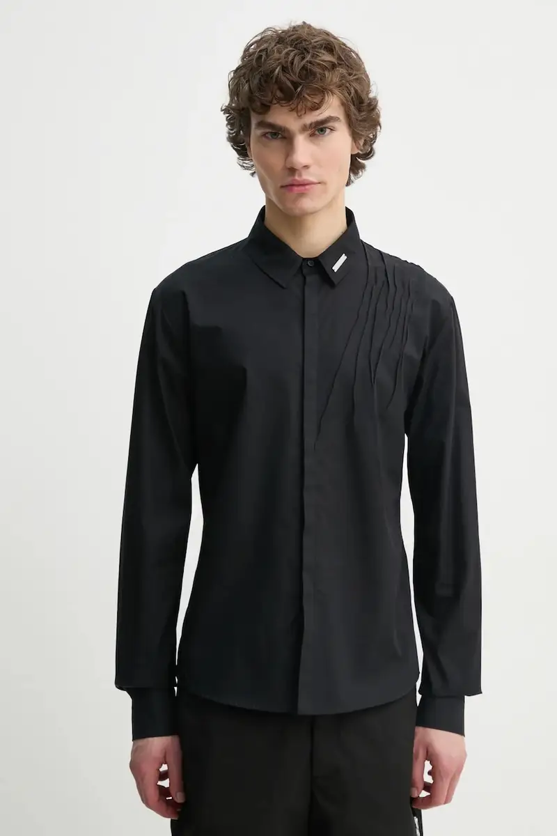 camicia in cotone uomo colore nero PRESS25_M_05_061_BLK01