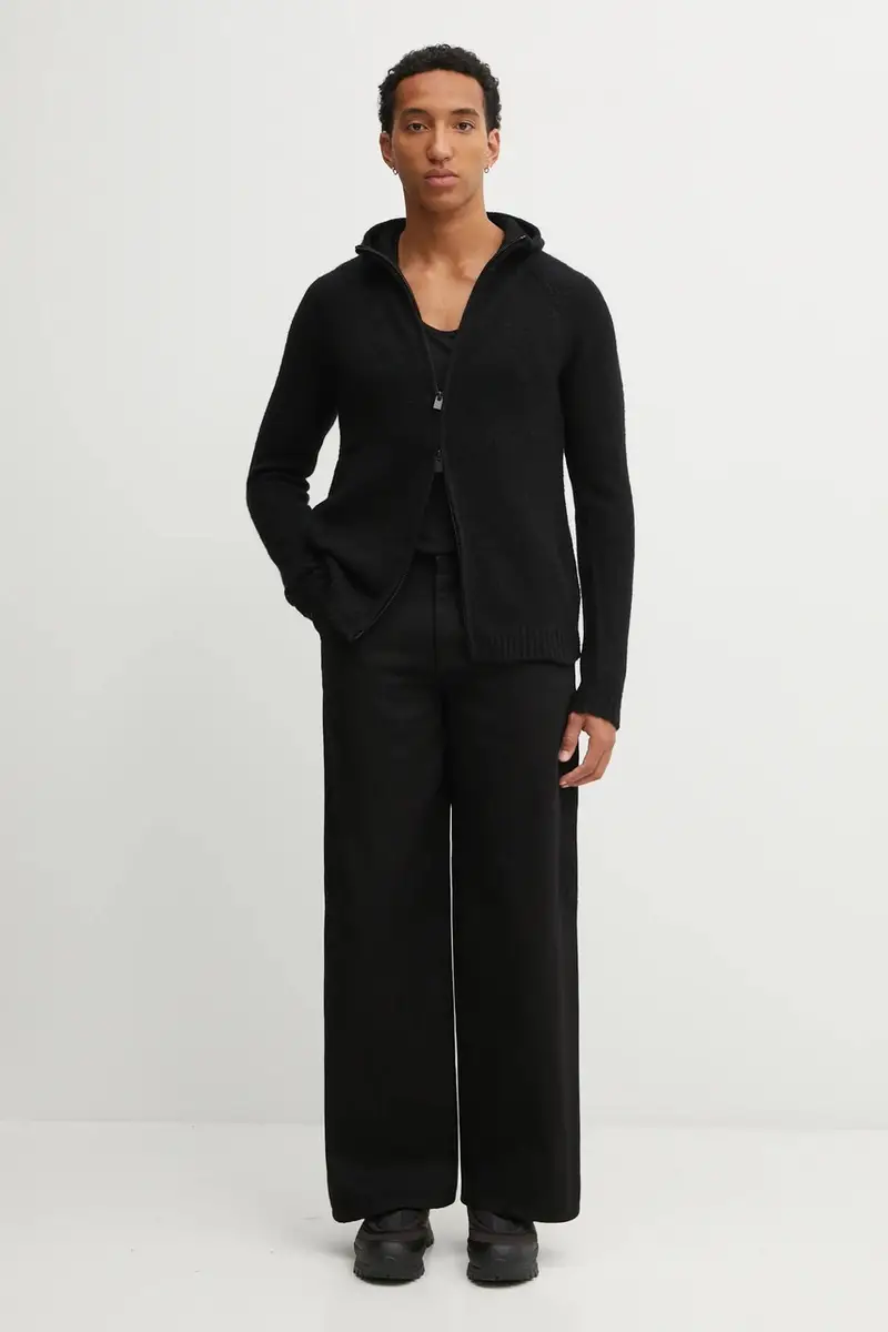 cardigan con lana colore nero AW25_07_085_BLK01 miniatura 5