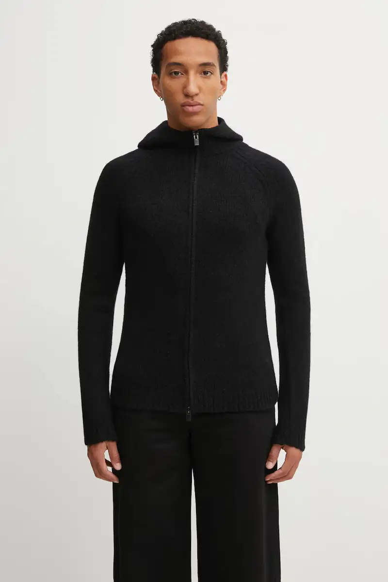 cardigan con lana colore nero AW25_07_085_BLK01