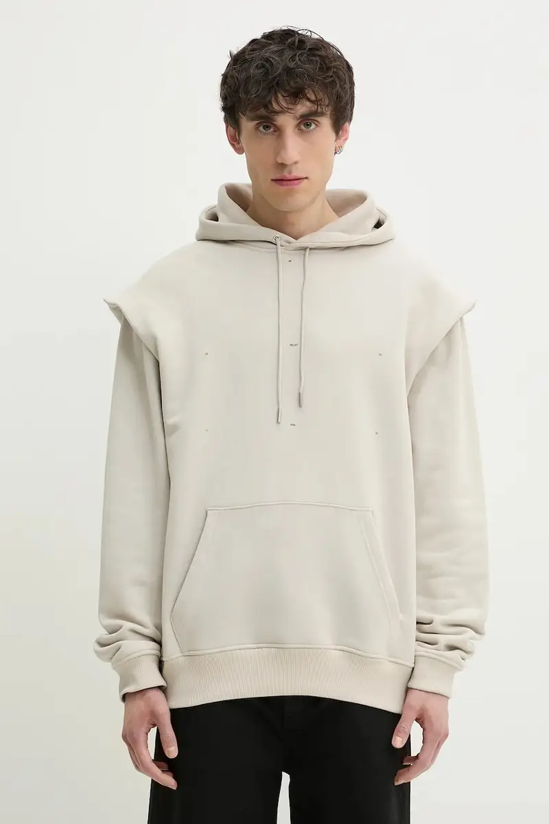 felpa in cotone uomo colore beige con cappuccio PRESS25_M_08_053_ST18_CO