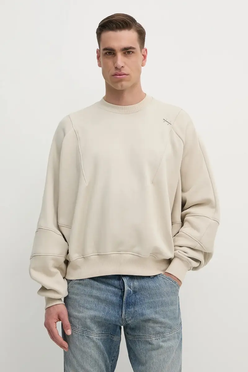 felpa in cotone uomo colore beige SS25_08_062_ST18_CO