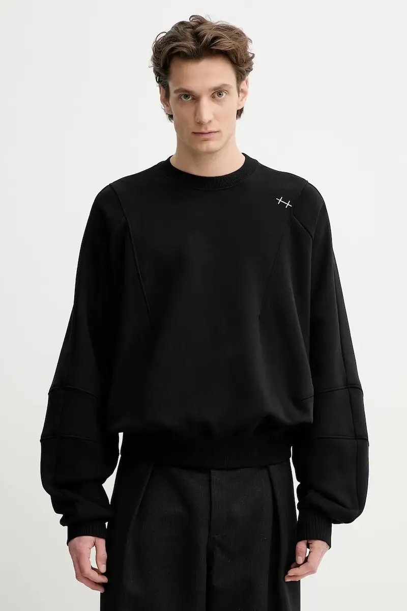 felpa in cotone uomo colore nero SS25_08_062_BLK01_CO