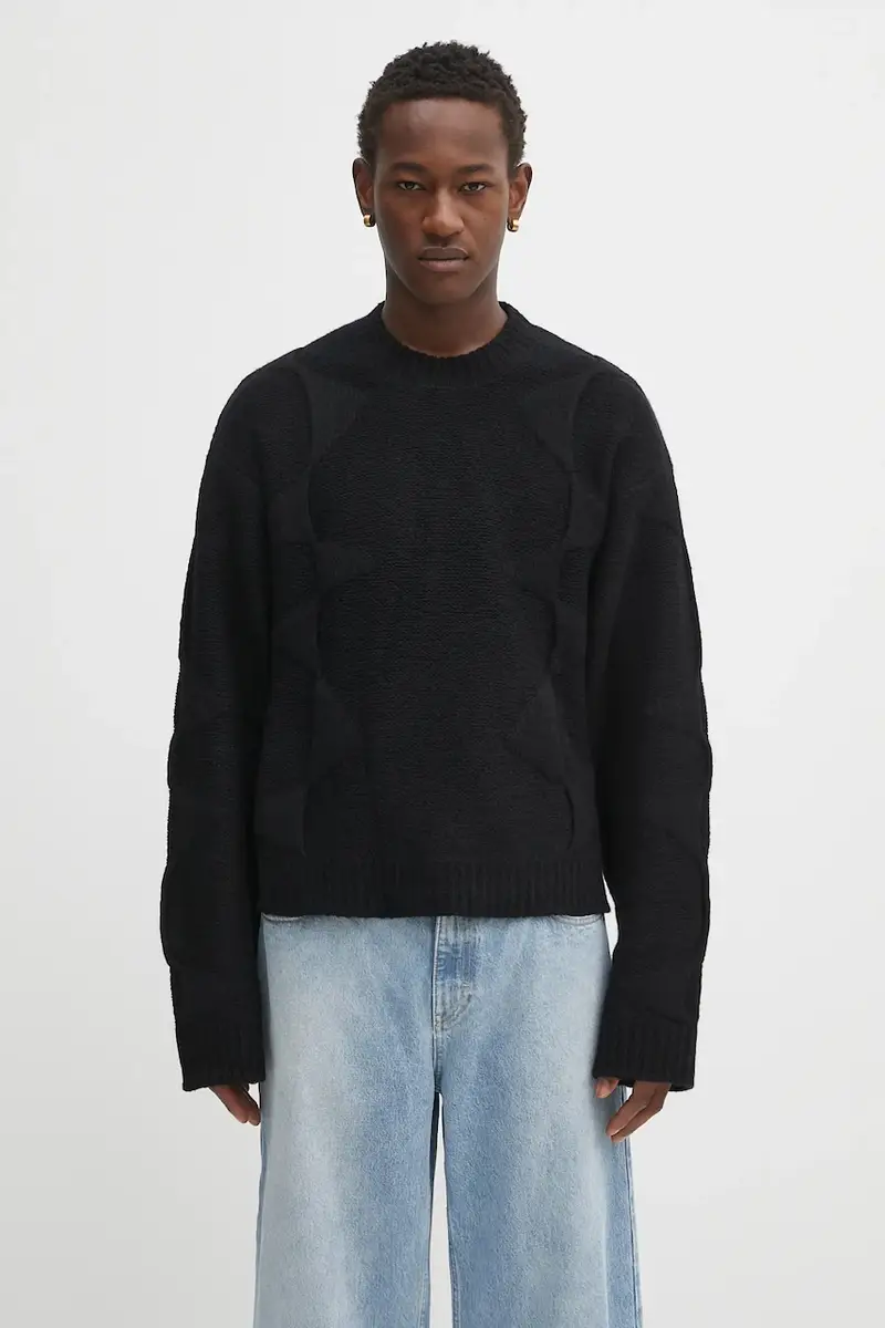 maglione in lana uomo colore nero PREAW25_07_063_BLK01_CO