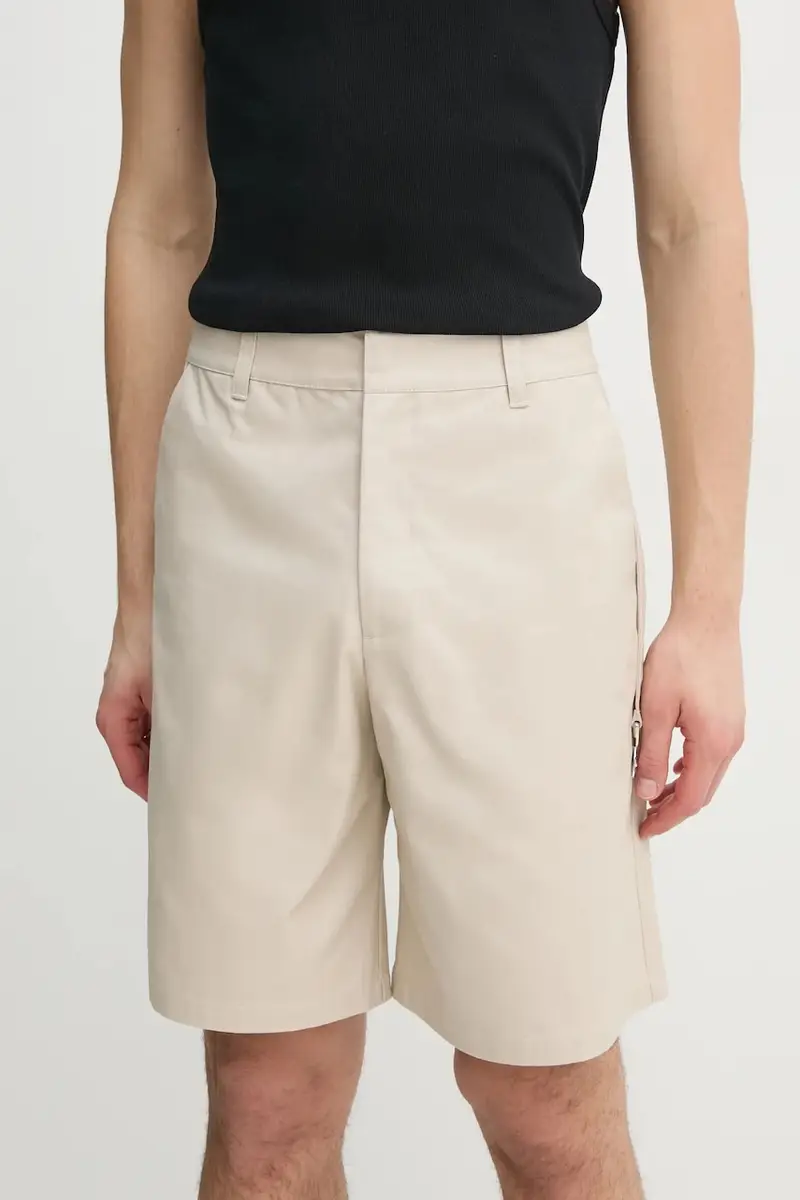 pantaloncini in cotone colore beige PRESS25_M_10_186_ST18