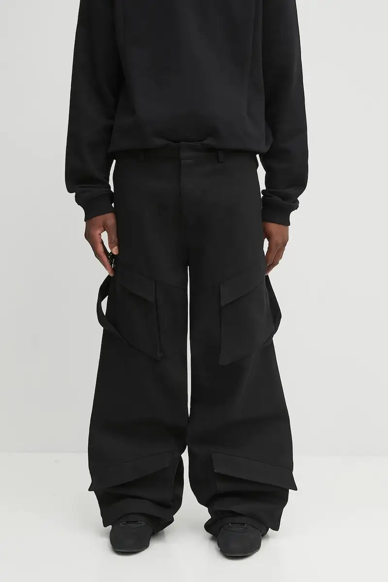 pantaloni in cotone uomo colore nero PREAW25_10_160_BLK01_CO