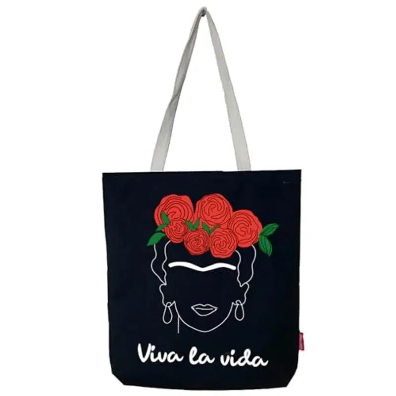 hello-bags. Borsa tote bag in tela con cerniera, fodera e tasca interna. Esterno: 100% cotone. Include una busta regalo