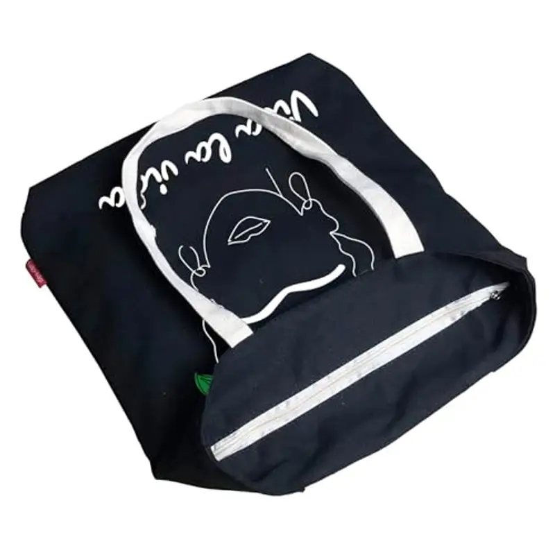 hello-bags. Borsa tote bag in tela con cerniera, fodera e tasca interna. Esterno: 100% cotone. Include una busta regalo miniatura 3