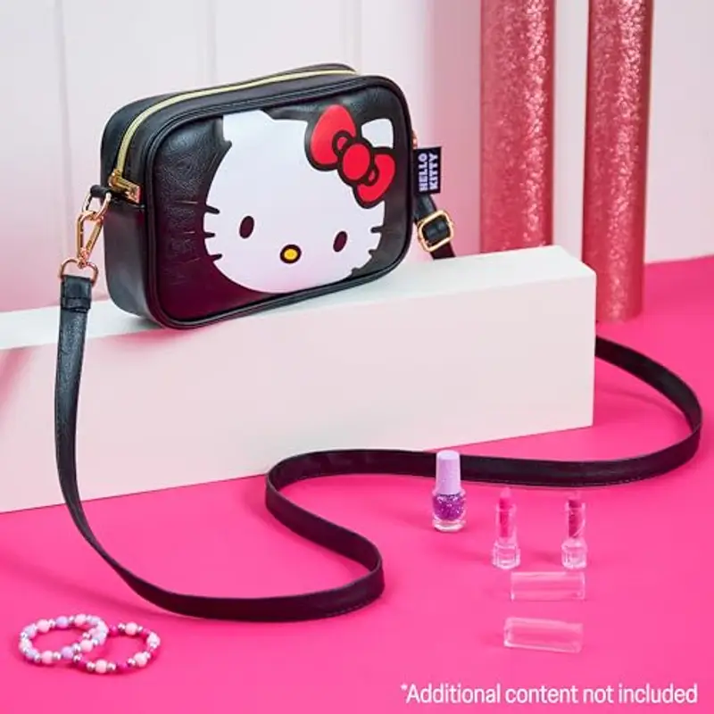 Hello Kitty Borsa Tracolla con Tracolla Rimovibile, Scomparto Interno e Cerniera(Nero) miniatura 2