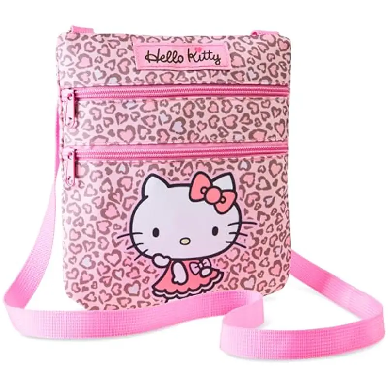 Hello Kitty Borsa Tracolla Ragazza, Tracolla Regolabile 2 Tasche - Regalo Bambina