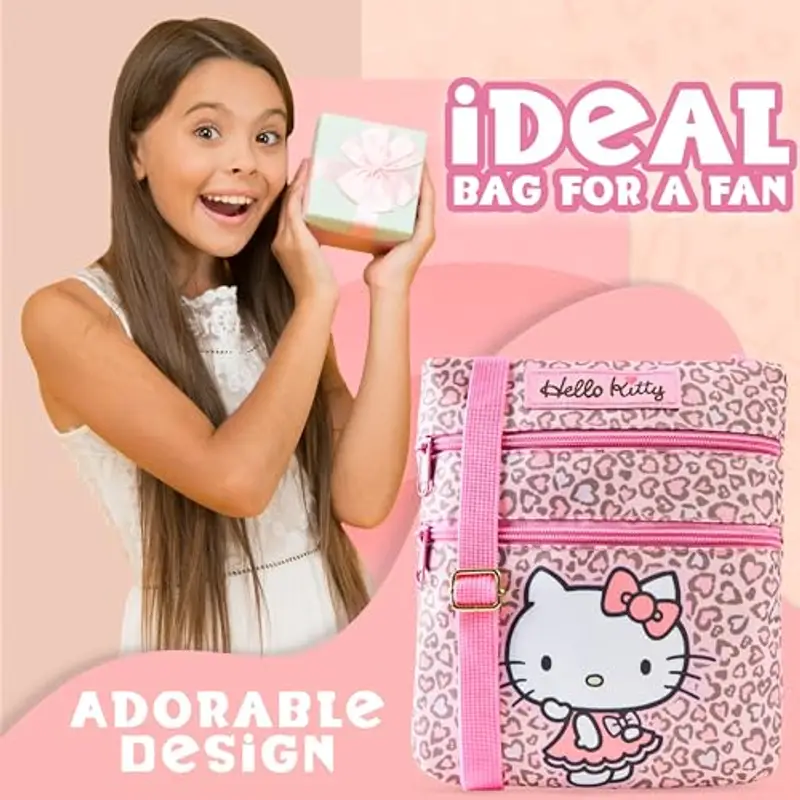 Hello Kitty Borsa Tracolla Ragazza, Tracolla Regolabile 2 Tasche - Regalo Bambina miniatura 3