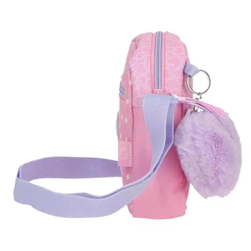 Hello Kitty Hearts & Dots, astuccio scolastico, a tracolla, realizzato in poliestere, Rosa, Astuccio triplo miniatura 2