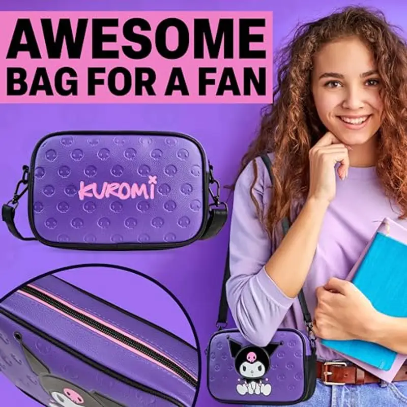 Hello Kitty Sanrio Kuromi Borsa Tracolla Bambina Adolescenti, Borsetta Tracolla Moda, Shopping Viaggi, Anime Regalo miniatura 3