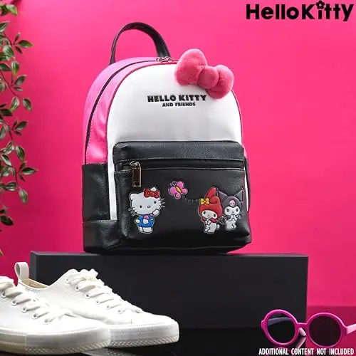 Hello Kitty Sanrio Zaino Bambina Donna Adolescenti, Moda Pelle PU Borse a Zainetto Kawaii Kuromi Regali per Lei miniatura 2