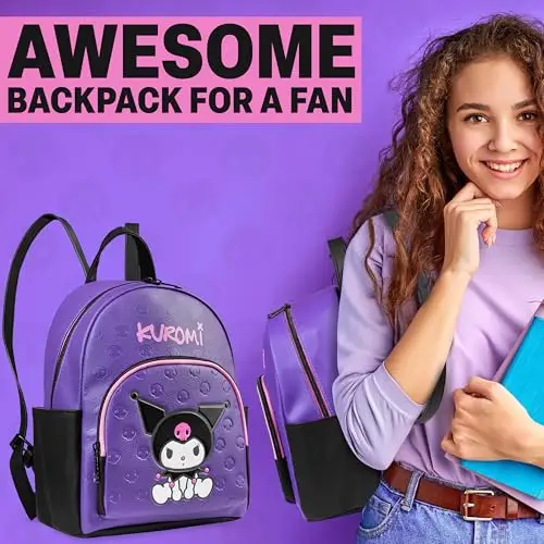 Hello Kitty Sanrio Zaino Donna Adolescenti Bambina, Moda Pelle PU Borse a Zainetto Ragazza, Kuromi Regali per Lei miniatura 3