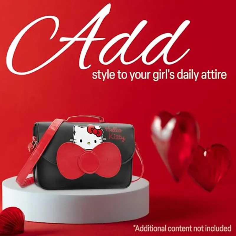Hello Kitty Tracolla Borsa Bambina, Borsette Ragazze - Regalo Ragazza e Adolescenti (Nero/Rosso) miniatura 2
